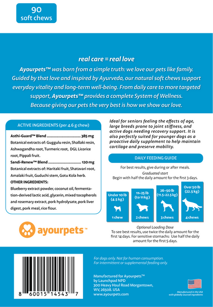 Motion Wise pouch back: ingredients and daily feeding guide